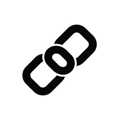 Black chain link icon symbol represents connection and security on white background