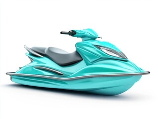 Naklejka premium Light Teal Personal Watercraft on White Background