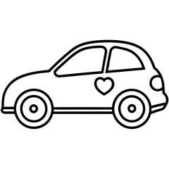 Classic Car with Love Symbol Outline