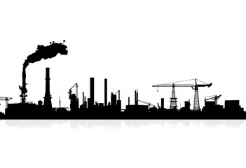 Obraz premium Industrial complex silhouette against white background, picture, empty