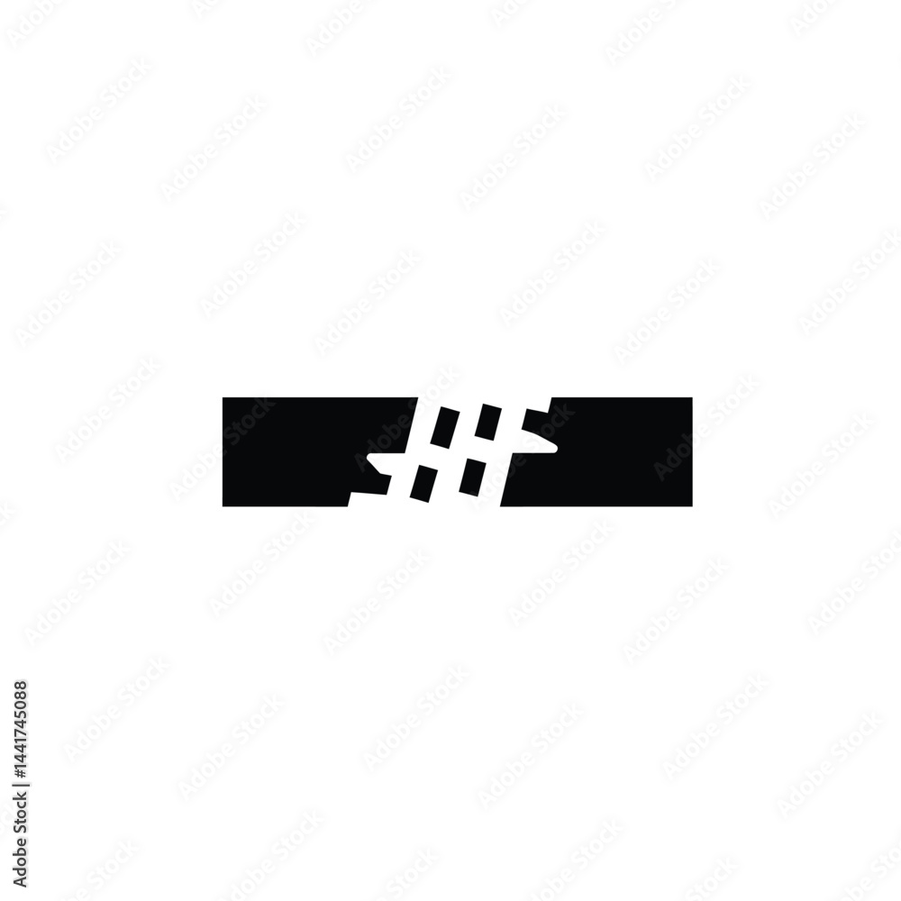 Aufkleber abstract black and white horizontal bar design with intersecting lines