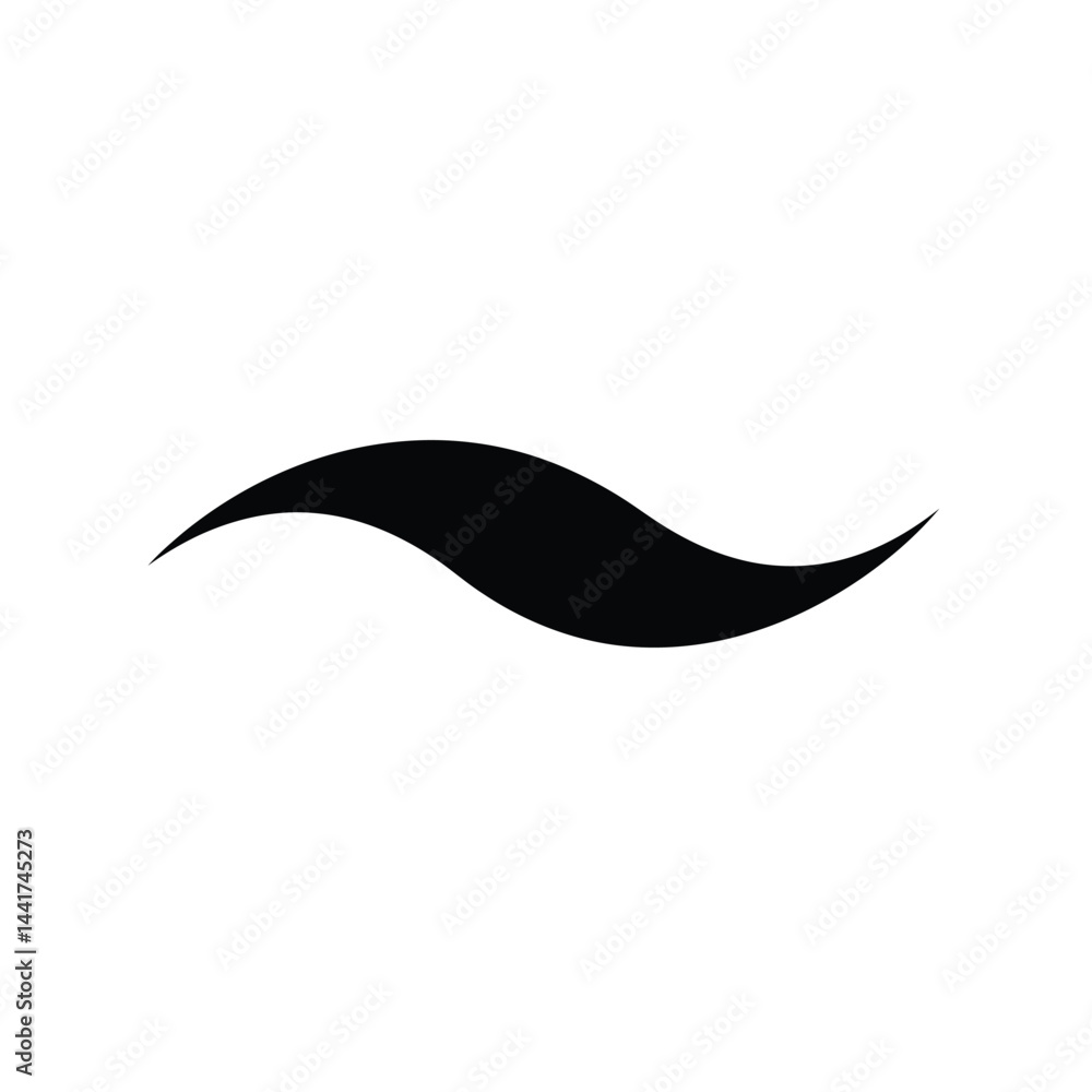 Poster minimalist abstract black wave curve isolated on white background design element