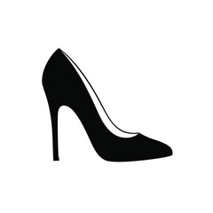 Elegant black high heel shoe fashion accessory silhouette vector illustration