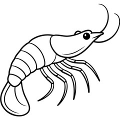 Continuous Line Shrimp Vector Art