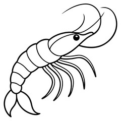 Continuous Line Shrimp Vector Art
