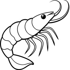 Continuous Line Shrimp Vector Art