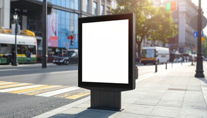 Fototapeta premium Blank Street Advertising Billboard Mockup on City Sidewalk Perfect for your design showcasing