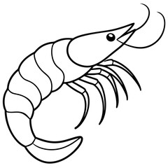 Continuous Line Shrimp Vector Art