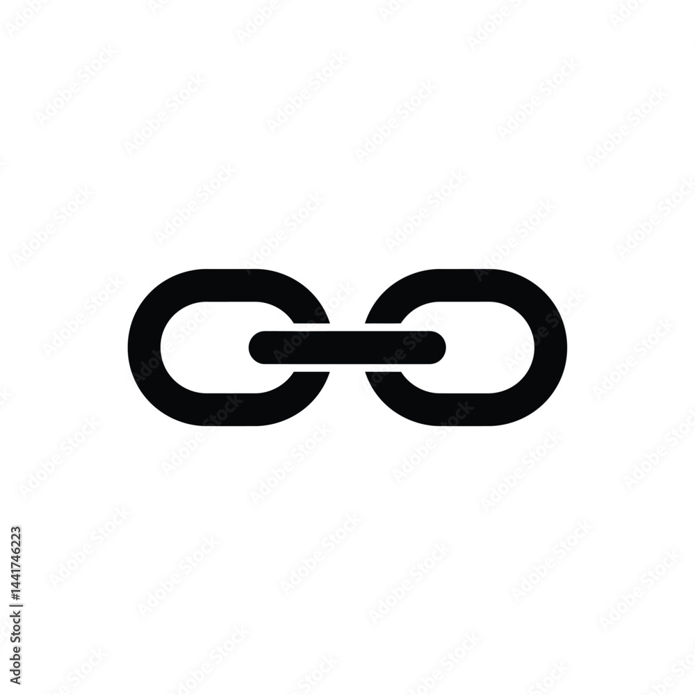 Poster black chain link icon for connection and safety themes design element