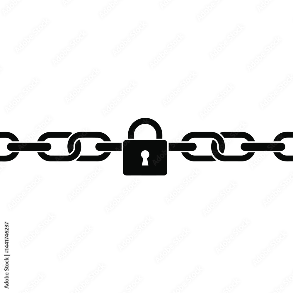 Aufkleber black padlock securing a chain representing security and data protection concept