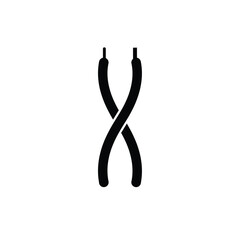 Black and white shoelace graphic represents untied shoe laces silhouette simple vector