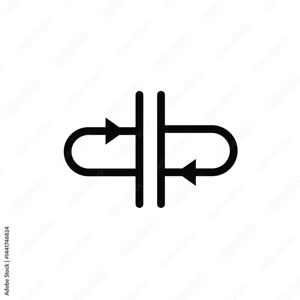 Poster schematic icon of reflexion or reflection showing direction of energy path