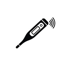 Medical thermometer illustration black and white healthcare temperature monitoring diagnostic tool
