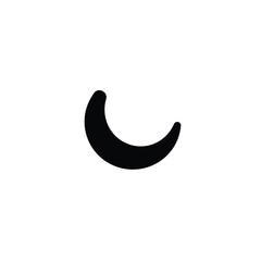 Simple black crescent moon shape isolated on white background vector illustration