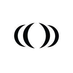 Abstract minimalist logo design black crescent shapes on white background graphic element