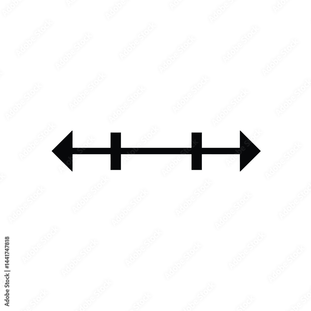 Poster arrow line with dividing marks simple vector symbol illustration isolated