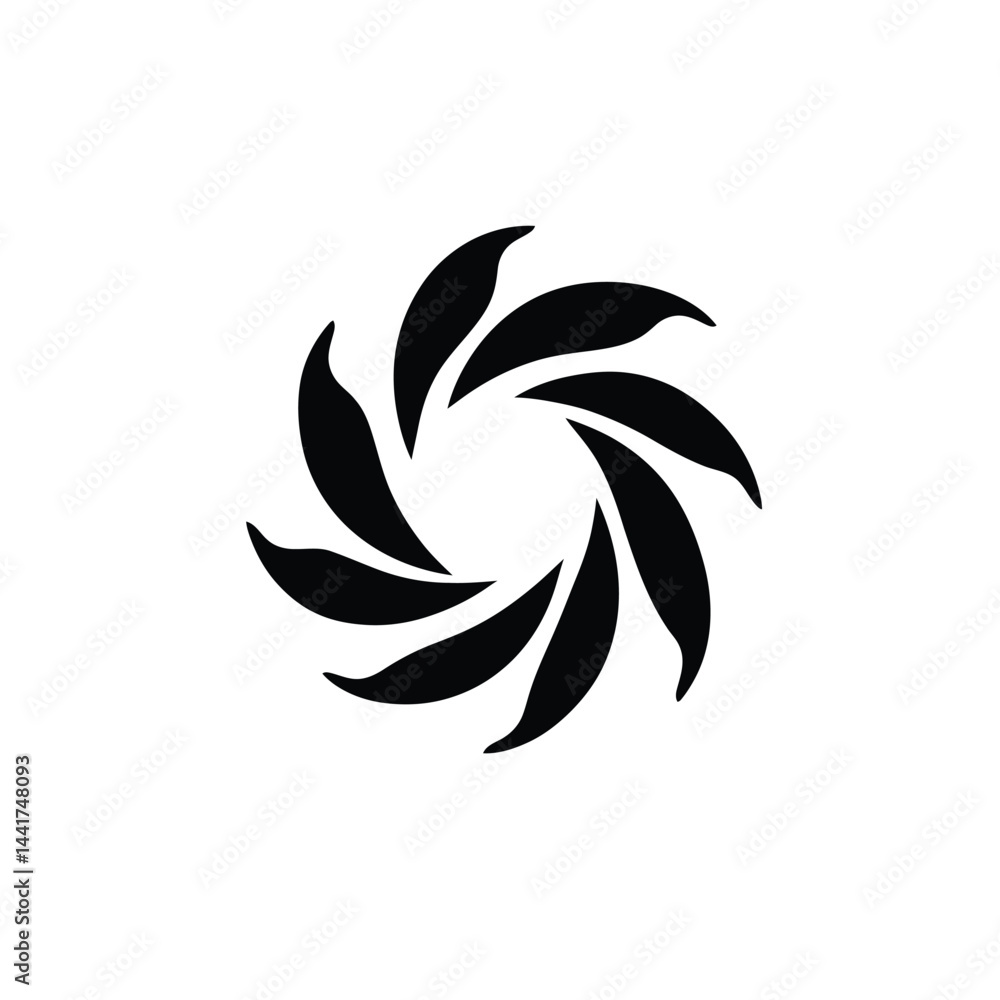 Poster black symmetrical vortex design eight elements abstract circular motion vector