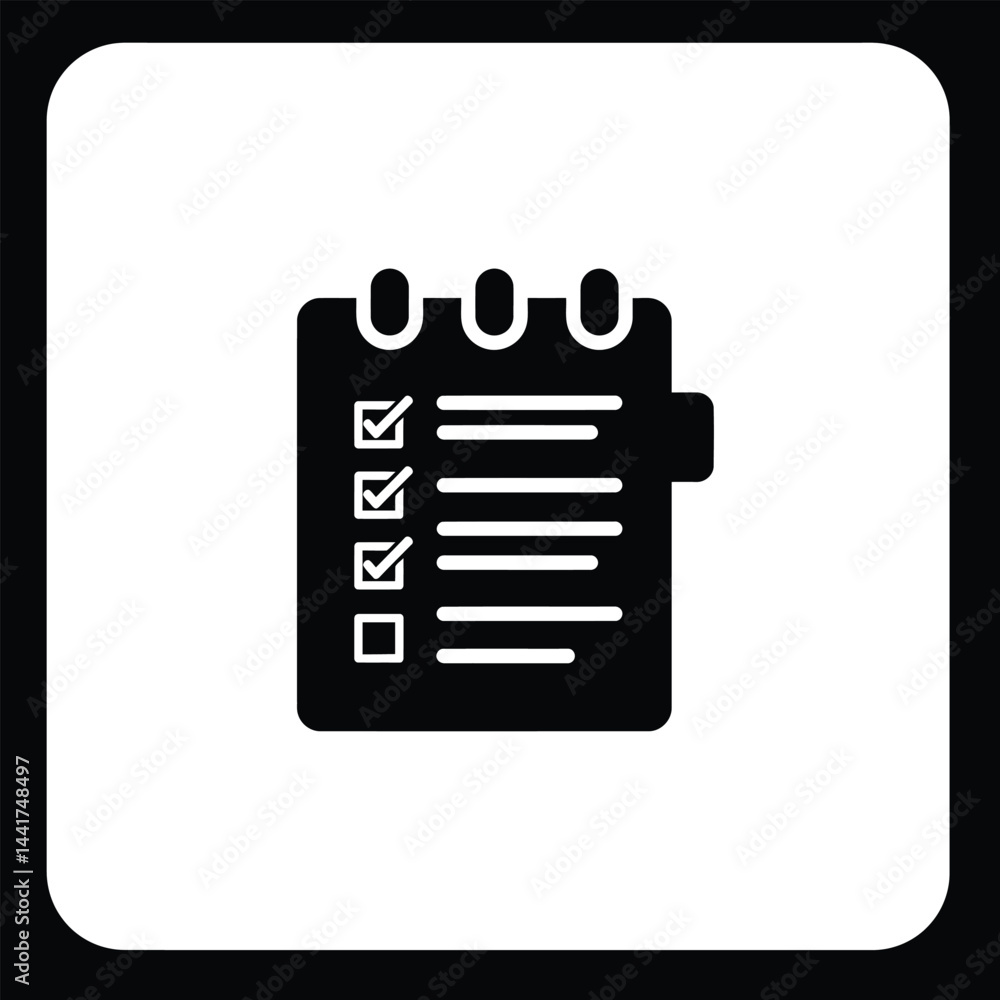 Poster checklist symbol complete task management concept isolated flat icon sign design