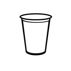 Simple minimalist outline drawing of a disposable plastic cup on white