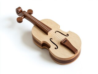 Fototapeta premium Detailed Wooden Violin Model on White Background