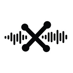 Obraz premium Abstract soundwave icon with stylized cross design in black silhouette