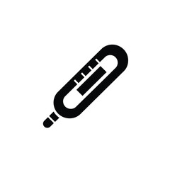 Black and white thermometer icon illustrating healthcare and medical concept design