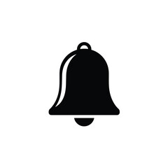 Simple black bell icon vector illustration for notification or alert concept