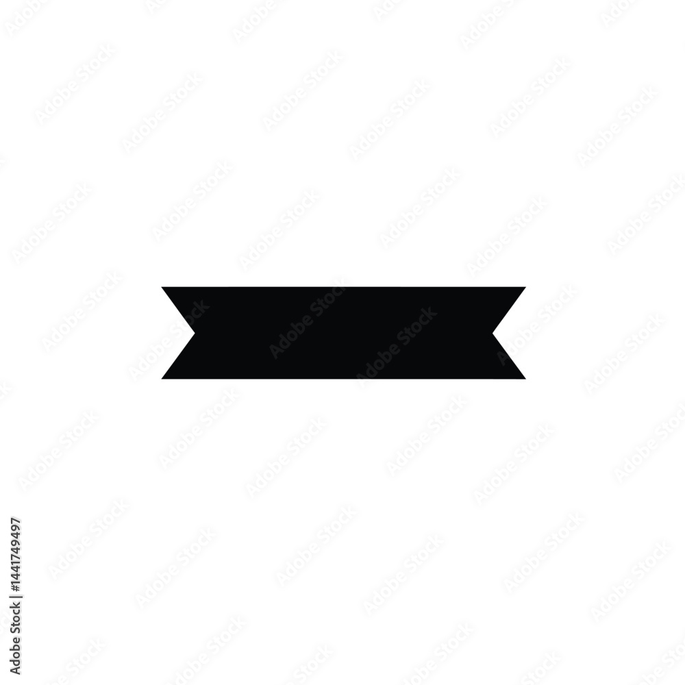 Poster simple minimalist black ribbon banner design element on white background for graphics
