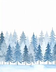 Obraz premium Watercolor Silvery Winter Forest Background