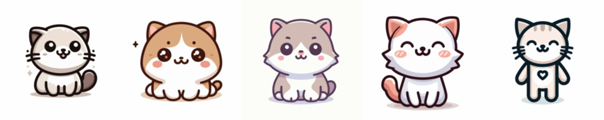 Vector collection of cute smiling cats