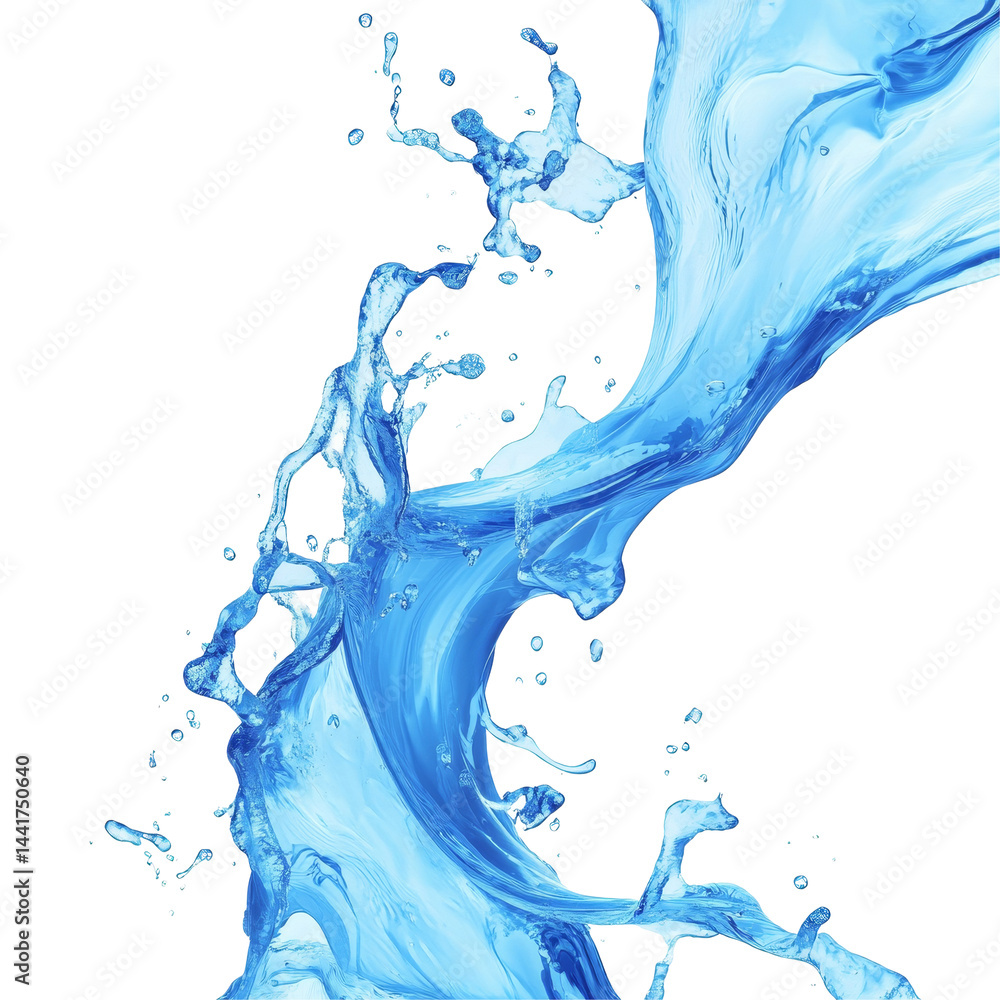 Poster dynamic liquid wave splash in motion, isolated on a transparent background showcasing fluid energy a