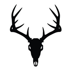 Silhouette of deer skull with antlers hunting concept vector illustration