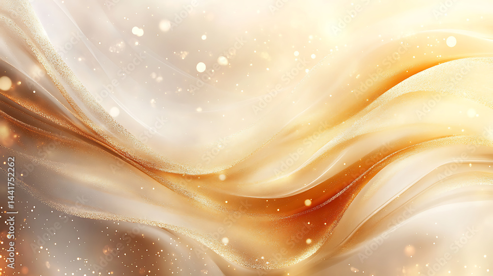 Poster elegant golden wave background with sparkles soft light and shimmering details creating a luxurious 
