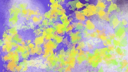 Abstract lavender canvas dappled with vibrant yellow blooms