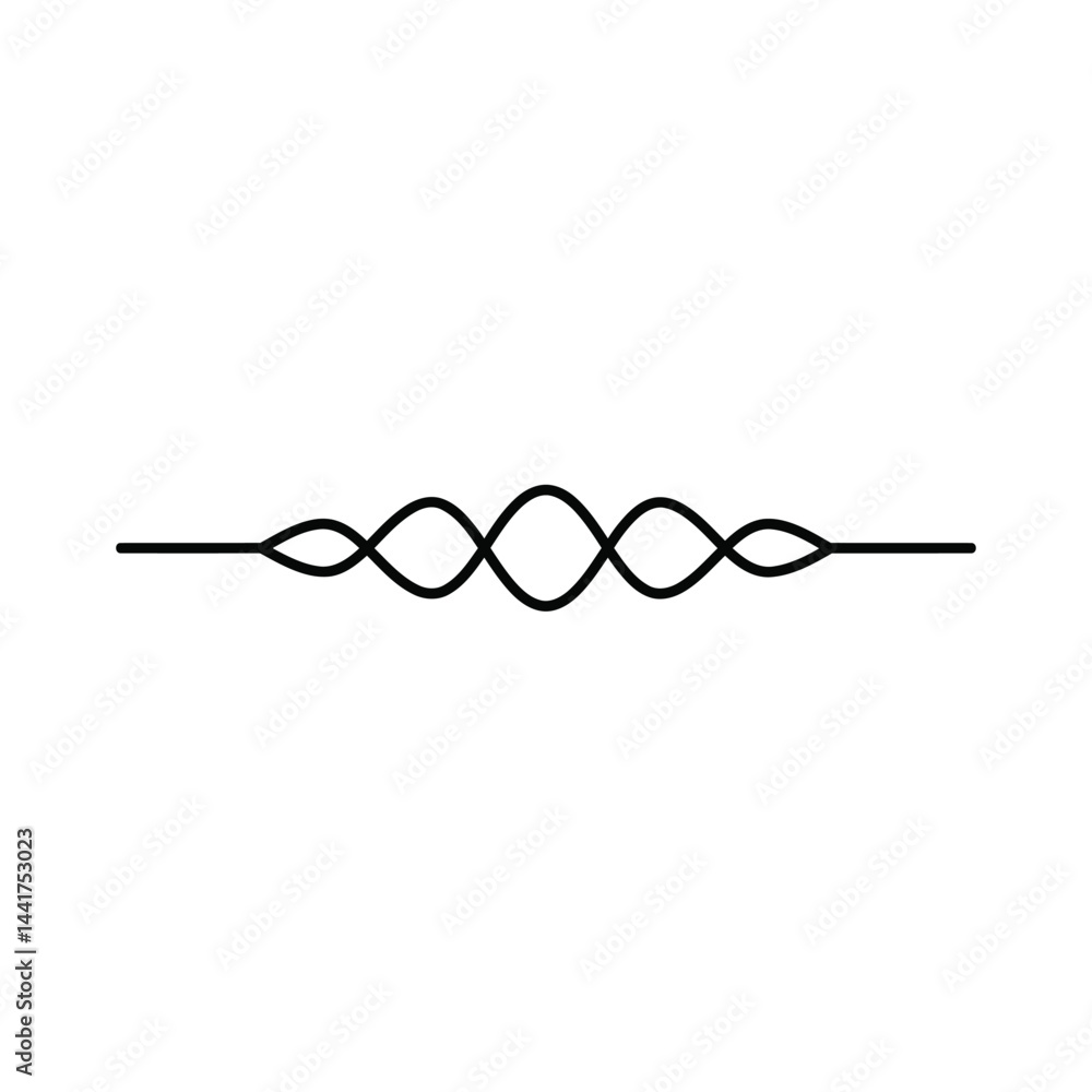 Poster minimalist wavy line design element decorative border and divider in black and white