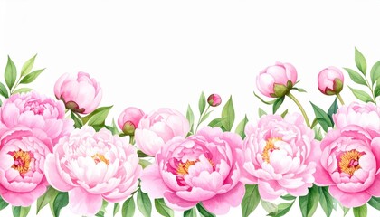 Watercolor Pink Peonies Floral Border Design Perfect for Wedding Invitations or Romantic Decorations