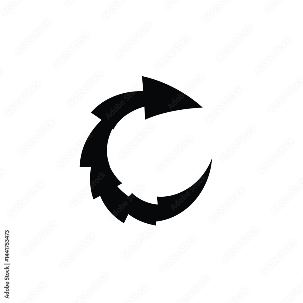 Poster circular arrow graphic symbolizing rotation feedback process reload or recycling concept