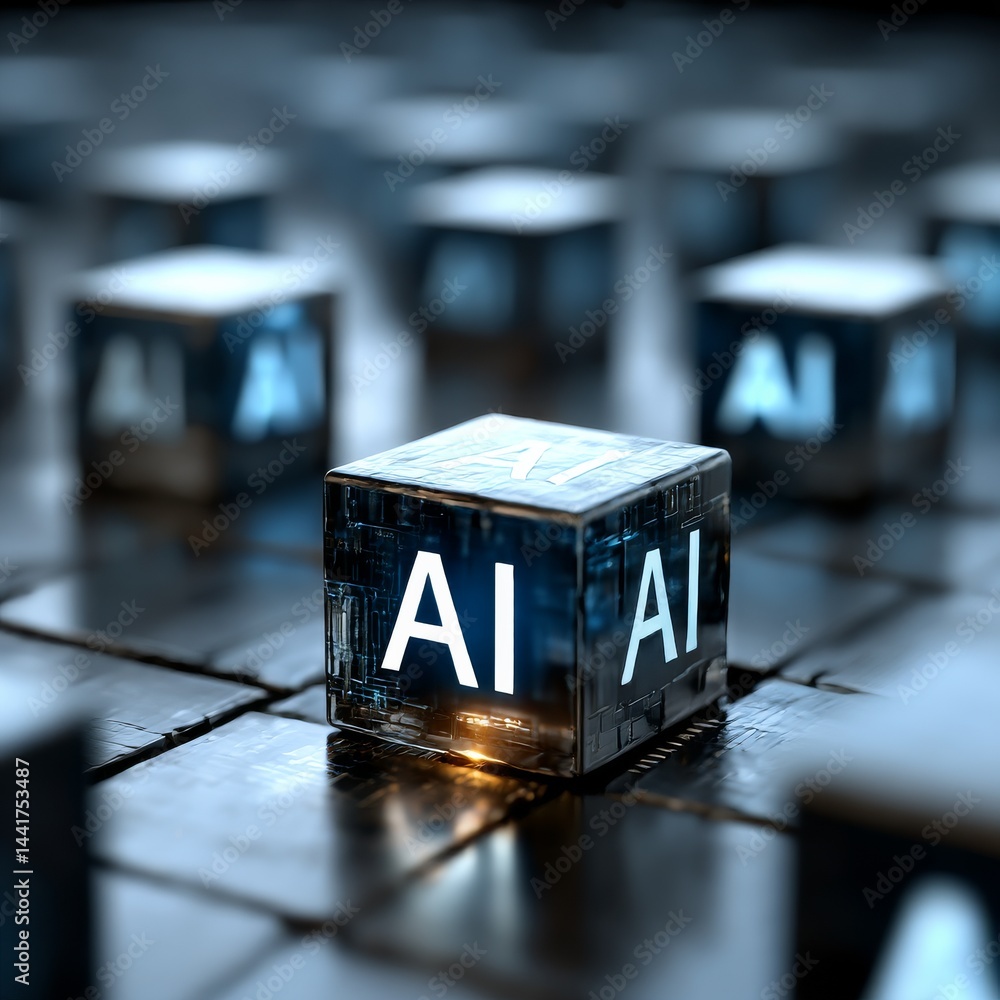 Leinwandbilder futuristic ai cube: a technological advancement in artificial intelligence, exploring the future and