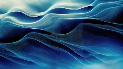 Obraz premium abstract flowing smooth blue and teal waves with soft light and shadow creating a calm and serene atmosphere