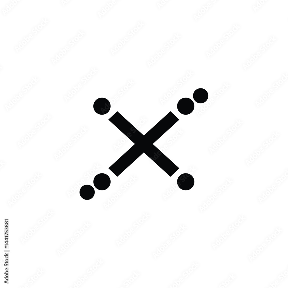 Poster black cross with dots minimalist design element isolated on white background