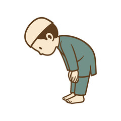 Muslim Boy Bowing in Prayer (Rukuk)