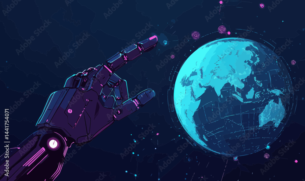 Poster ai-driven global network communication: robotic arm and digital earth interaction