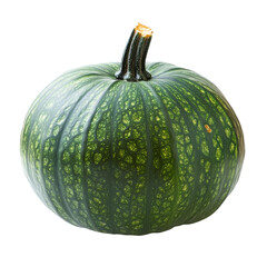 Green pumpkin isolated on a transparent background for autumn decor, culinary uses, or seasonal celebrations, Green pumpkin isolated on transparent background