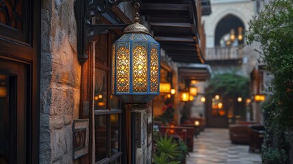 Obraz premium Ornate lantern, patio ambiance
