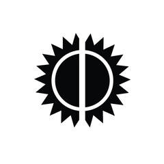 Graphic black and white design with geometric shapes of a stylized flower