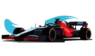 Minimalist F1 Race Car Vector Illustration in Flat Style for Motorsport and Design Projects
