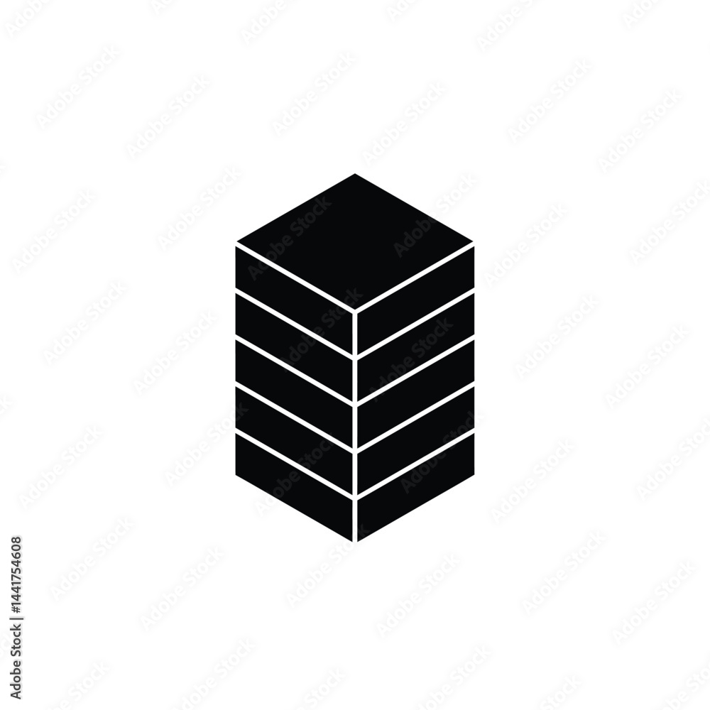 Poster geometric stacking block tower with linear separations graphic representation