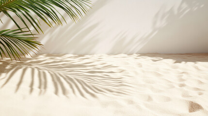 Soft sand with palm shadows creating tranquil tropical atmosphere