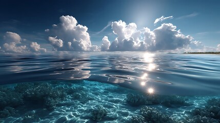 Obraz premium Tropical beach adventure at a sunny tropical paradise ocean photography of bright ocean and turquoise water under a clear blue sky