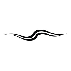 Abstract black double line wave design decorative element isolated on white